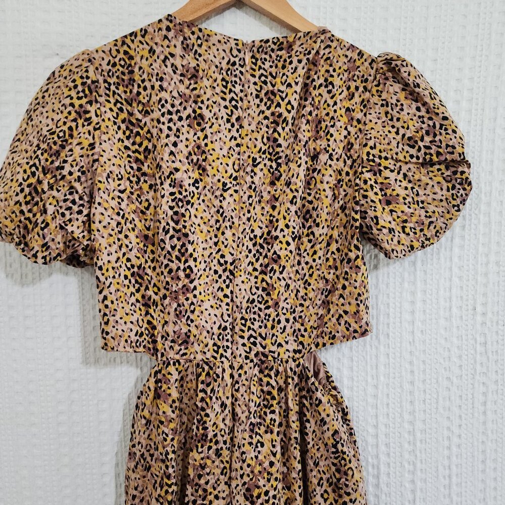 WAYF Plaza Cheetah Cut Out Tiered Women's Maxi Dress Size XS Anthropologie - Picture 2 of 14